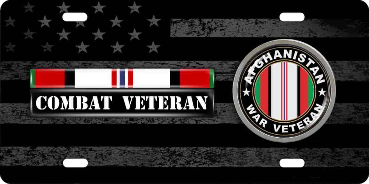 Afghanistan Combat Veteran - Stainless Steel Car License Plate